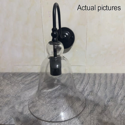 Vintage Clear Glass Bell 1-Light Wall Sconce Lamp