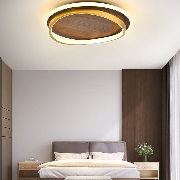 Nordic Walnut Grain LED Flush Mount Ceiling Light