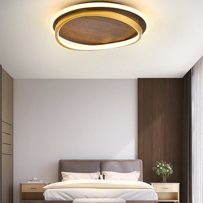 Nordic Walnut Grain LED Flush Mount Ceiling Light