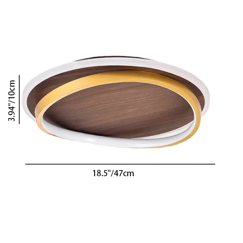 Nordic Walnut Grain LED Flush Mount Ceiling Light