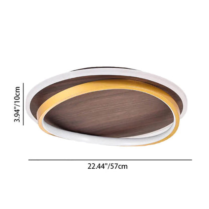 Nordic Walnut Grain LED Flush Mount Ceiling Light