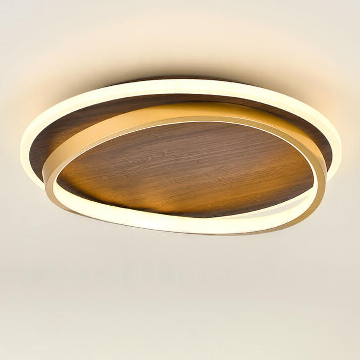 Nordic Walnut Grain LED Flush Mount Ceiling Light
