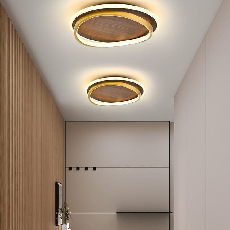 Nordic Walnut Grain LED Flush Mount Ceiling Light