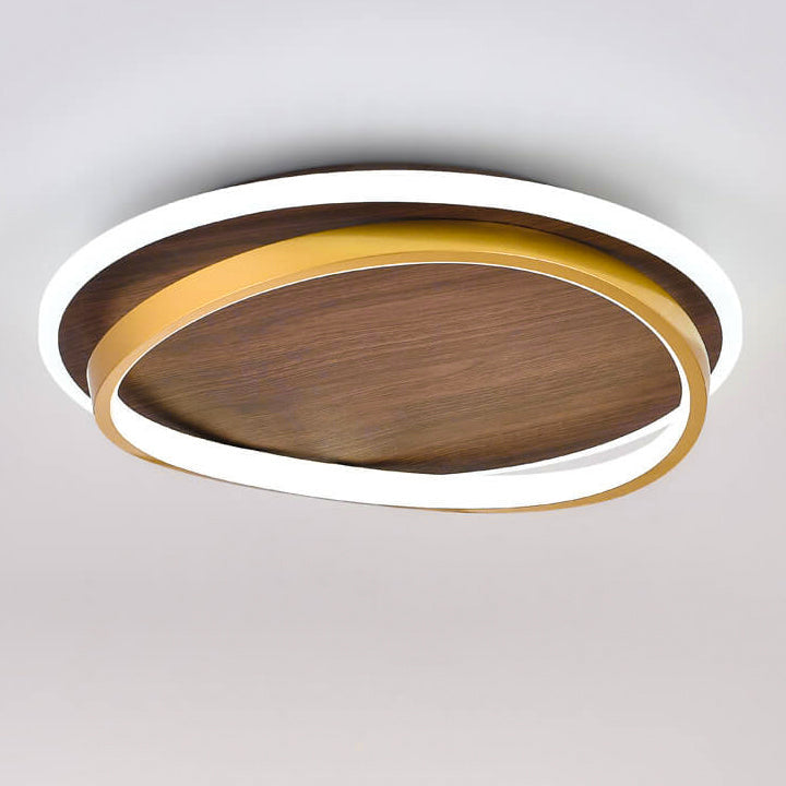 Nordic Walnut Grain LED Flush Mount Ceiling Light