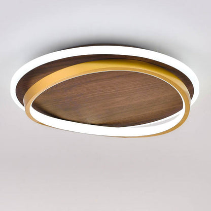 Nordic Walnut Grain LED Flush Mount Ceiling Light