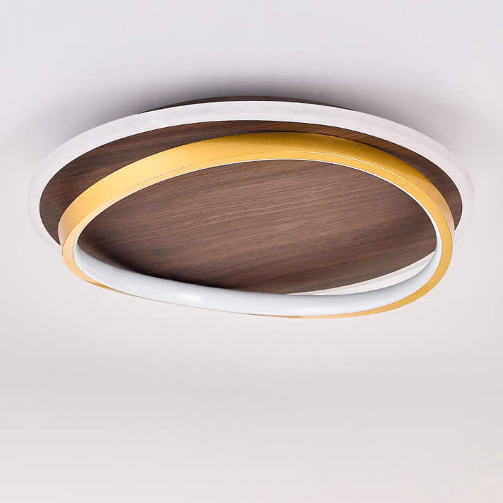 Nordic Walnut Grain LED Flush Mount Ceiling Light
