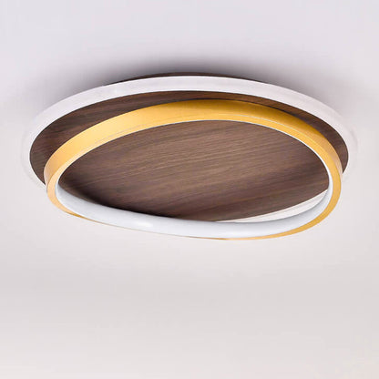 Nordic Walnut Grain LED Flush Mount Ceiling Light