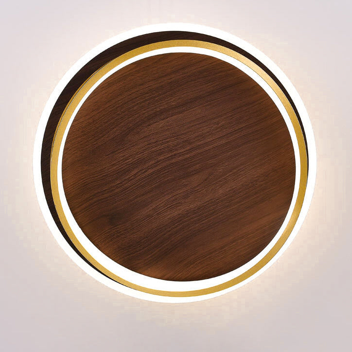Nordic Walnut Grain LED Flush Mount Ceiling Light