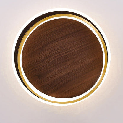 Nordic Walnut Grain LED Flush Mount Ceiling Light