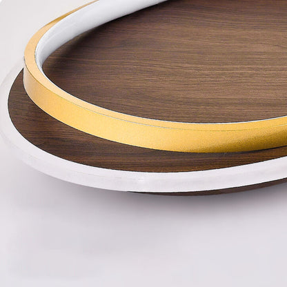 Nordic Walnut Grain LED Flush Mount Ceiling Light