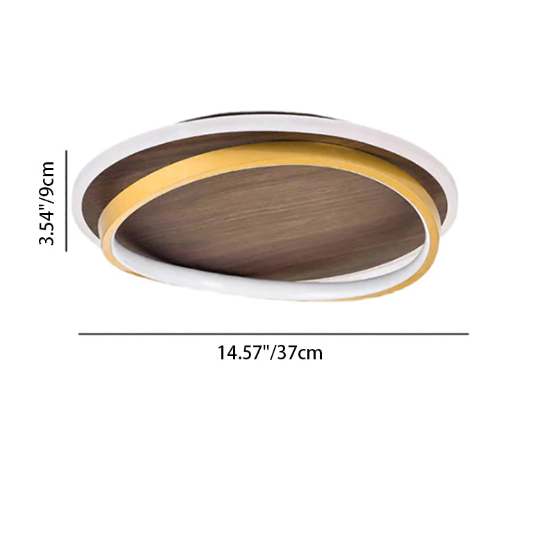 Nordic Walnut Grain LED Flush Mount Ceiling Light
