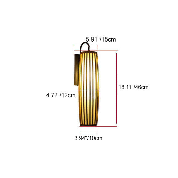 Chinese Bamboo Iron Lantern Column 1-Light Wall Sconce Lamp