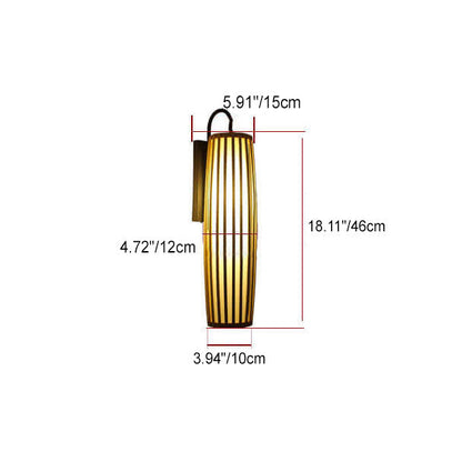 Chinese Bamboo Iron Lantern Column 1-Light Wall Sconce Lamp