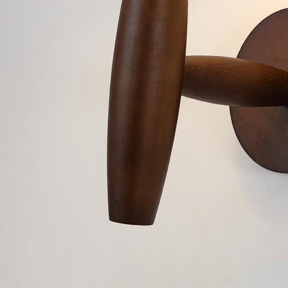 Round Cylinder Pleated Fabric Wood 1-Light Wall Sconce Lamp