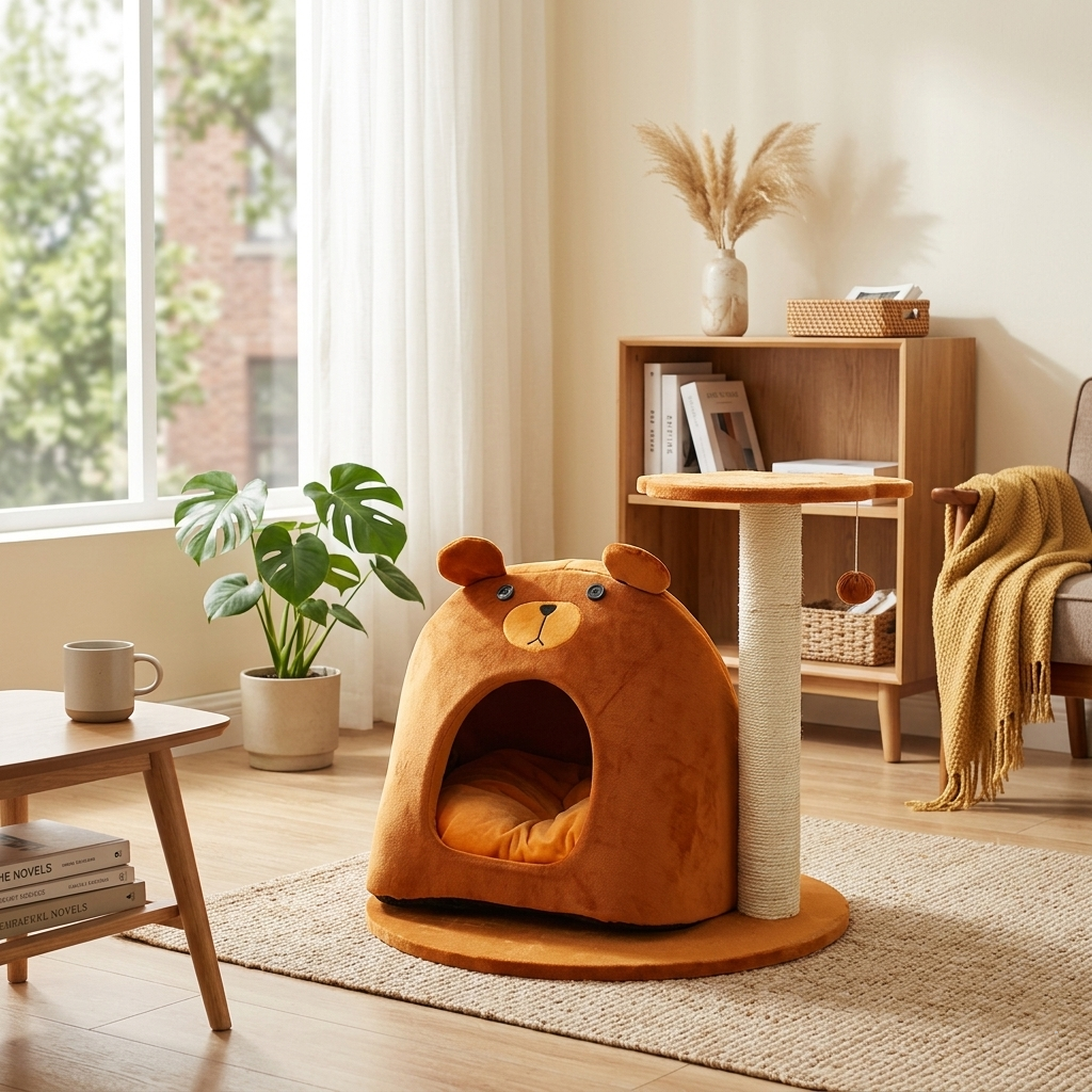 Teddy Bear Cat Tree & Condo with Perch