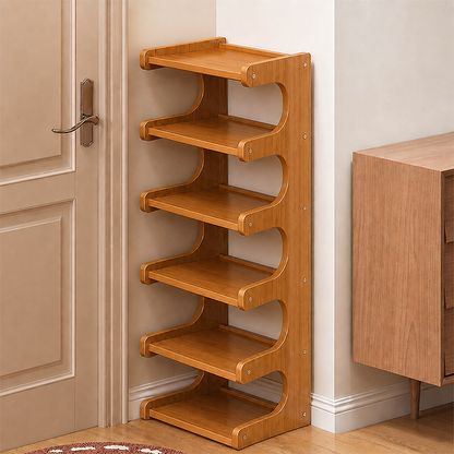 Contemporary Bamboo Shoe Rack