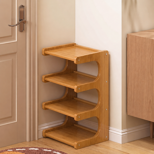 Contemporary Bamboo Shoe Rack