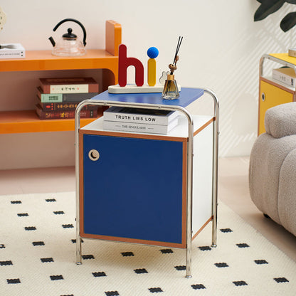 Contemporary Stainless Steel Wood Nightstand
