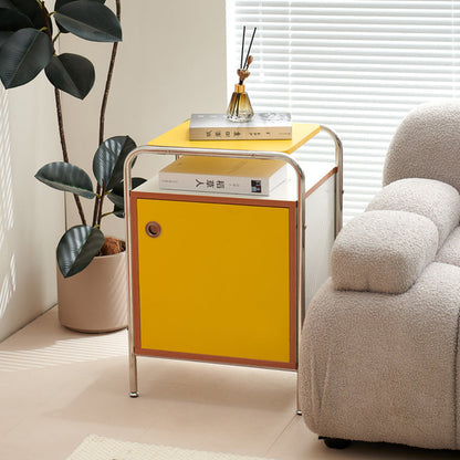 Contemporary Stainless Steel Wood Nightstand