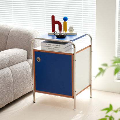 Contemporary Stainless Steel Wood Nightstand