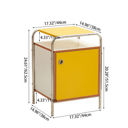 Contemporary Stainless Steel Wood Nightstand