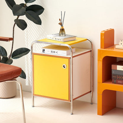 Contemporary Stainless Steel Wood Nightstand