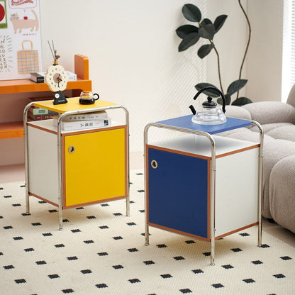 Contemporary Stainless Steel Wood Nightstand