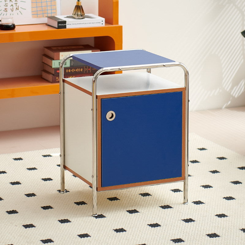 Contemporary Stainless Steel Wood Nightstand