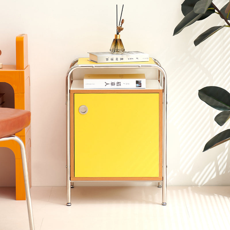 Contemporary Stainless Steel Wood Nightstand