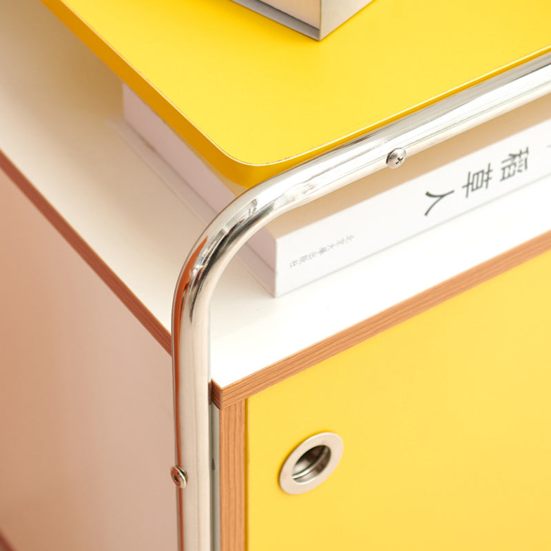 Contemporary Stainless Steel Wood Nightstand