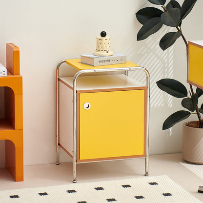 Contemporary Stainless Steel Wood Nightstand