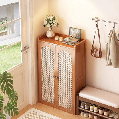 Traditional Bamboo Rattan Shoe Rack