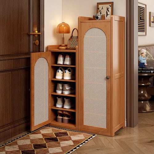 Traditional Bamboo Rattan Shoe Rack