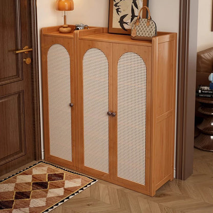 Traditional Bamboo Rattan Shoe Rack