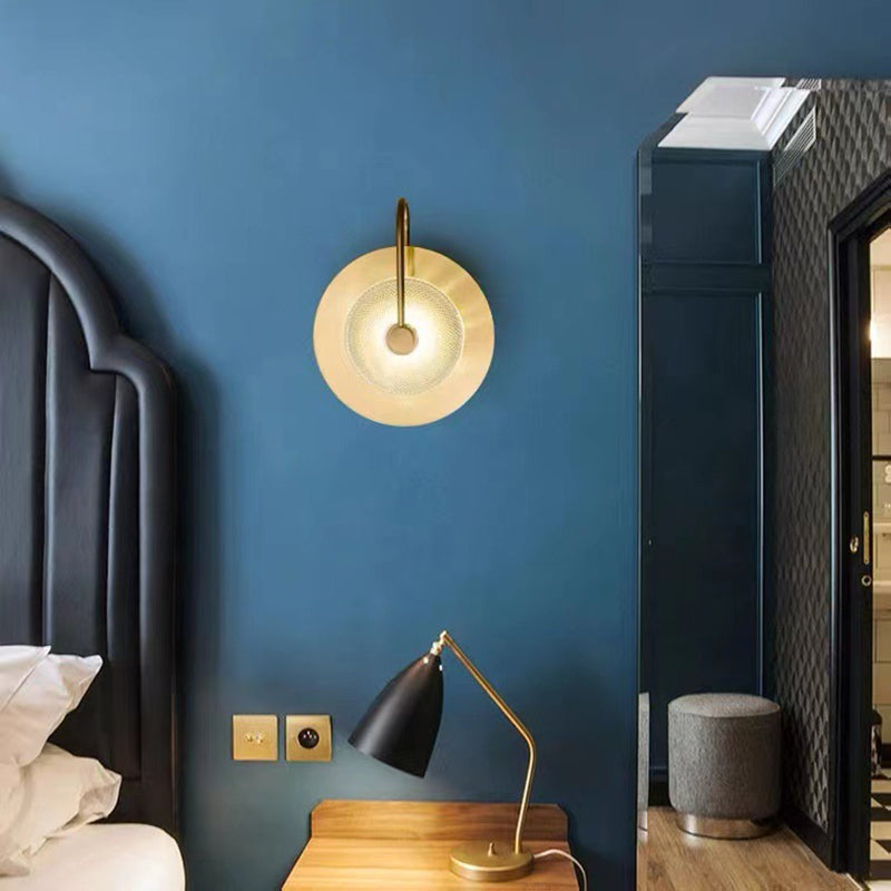 Contemporary Creative Round Glass Iron LED Wall Scone Lamp
