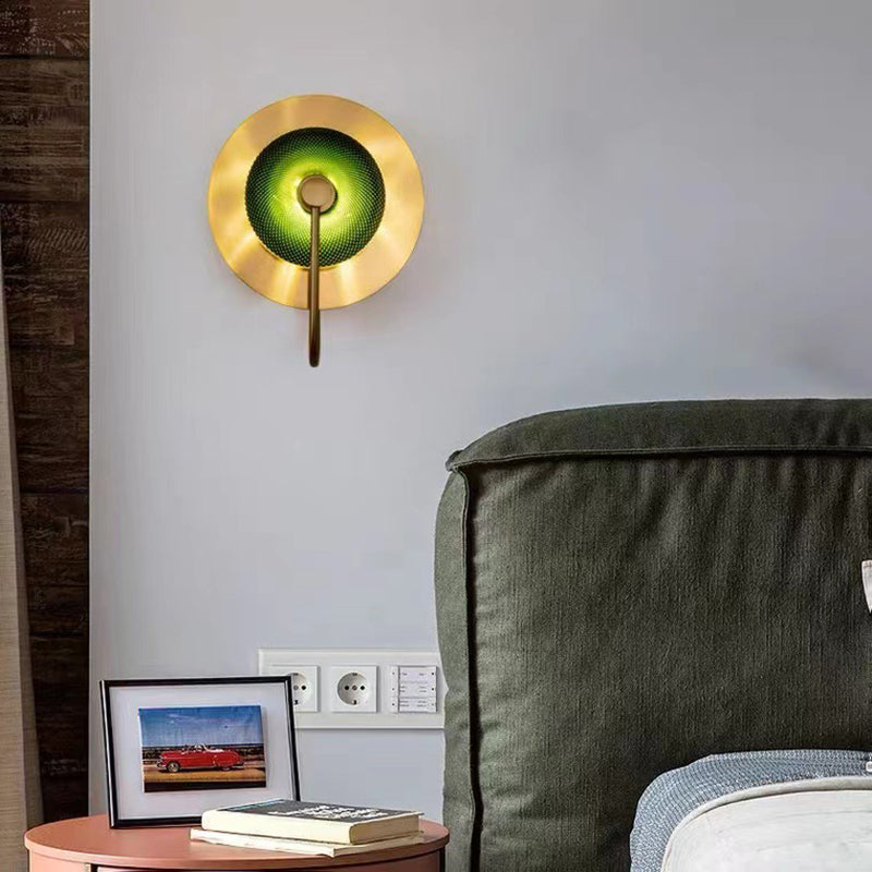 Contemporary Creative Round Glass Iron LED Wall Scone Lamp