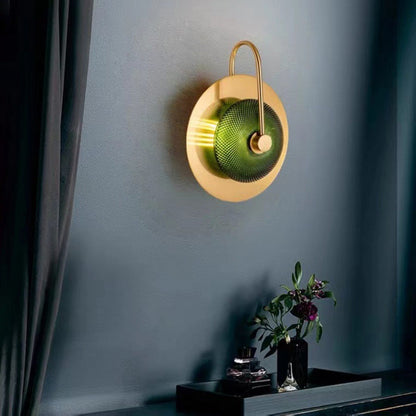 Contemporary Creative Round Glass Iron LED Wall Scone Lamp