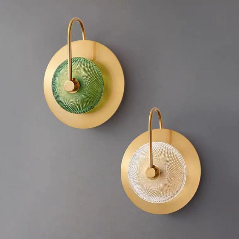 Contemporary Creative Round Glass Iron LED Wall Scone Lamp