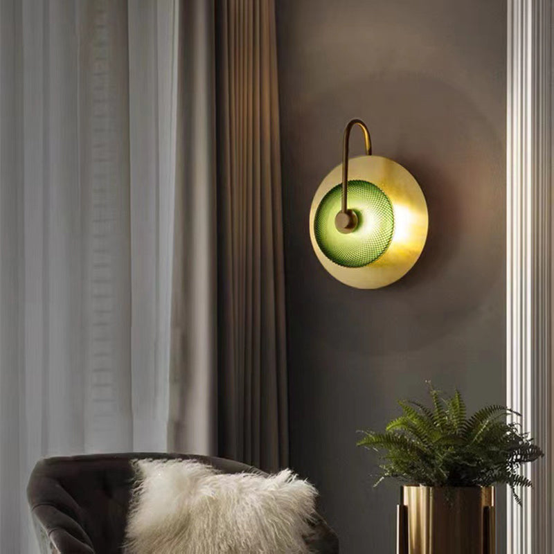 Contemporary Creative Round Glass Iron LED Wall Scone Lamp