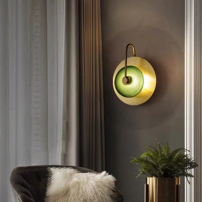 Contemporary Creative Round Glass Iron LED Wall Scone Lamp