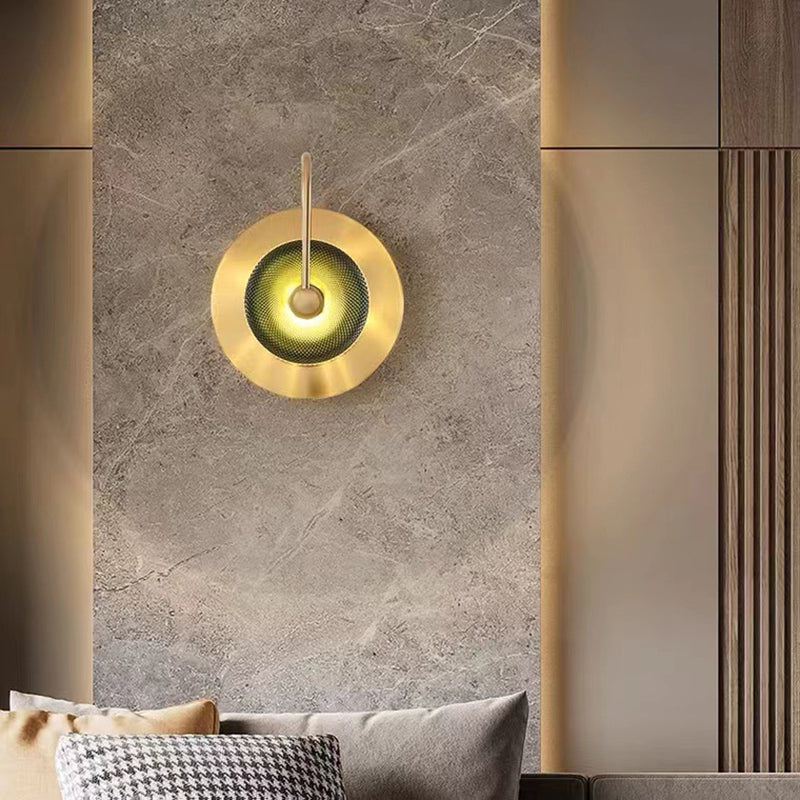 Contemporary Creative Round Glass Iron LED Wall Scone Lamp