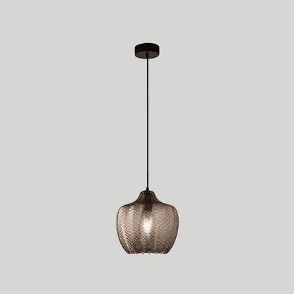 Nordic Textured Wavy Glass 1-Light Barrel Pendant Light