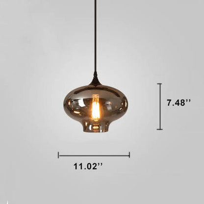 Modern Smoke Gray Glass 1-Light LED Pendant Light