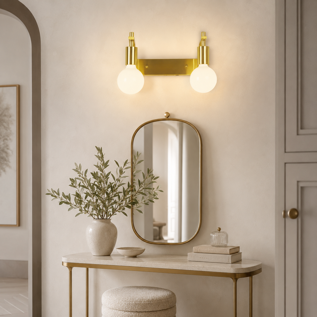 Modern Minimalist Round Iron 2-Light Wall Sconce Lamp