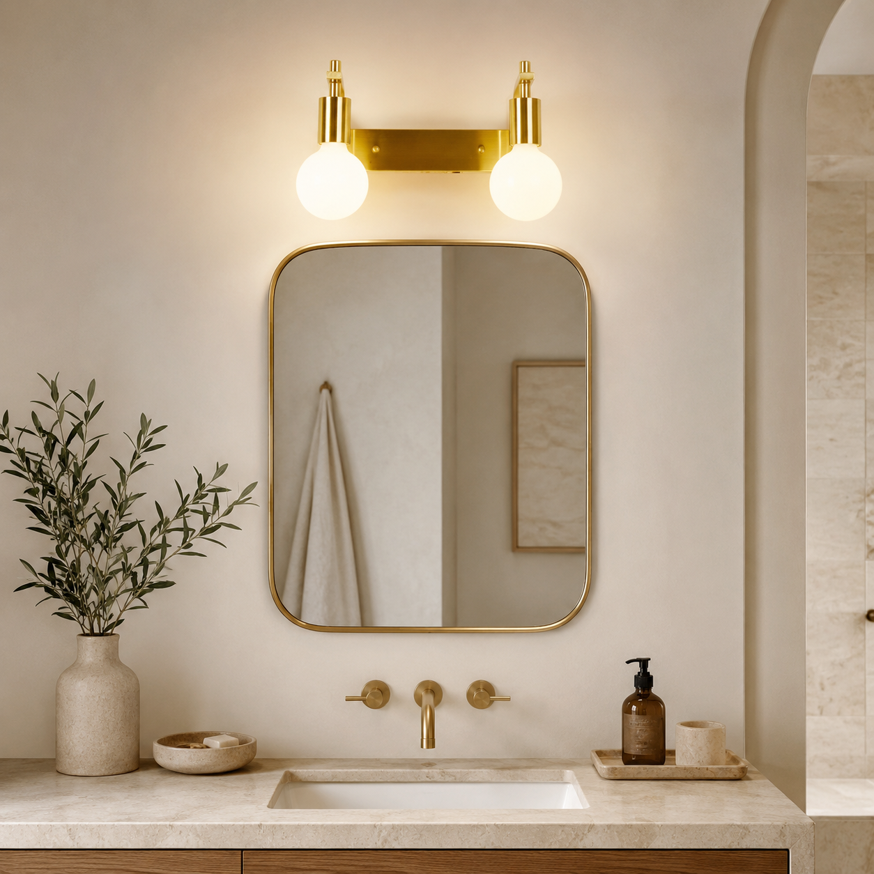 Modern Minimalist Round Iron 2-Light Wall Sconce Lamp