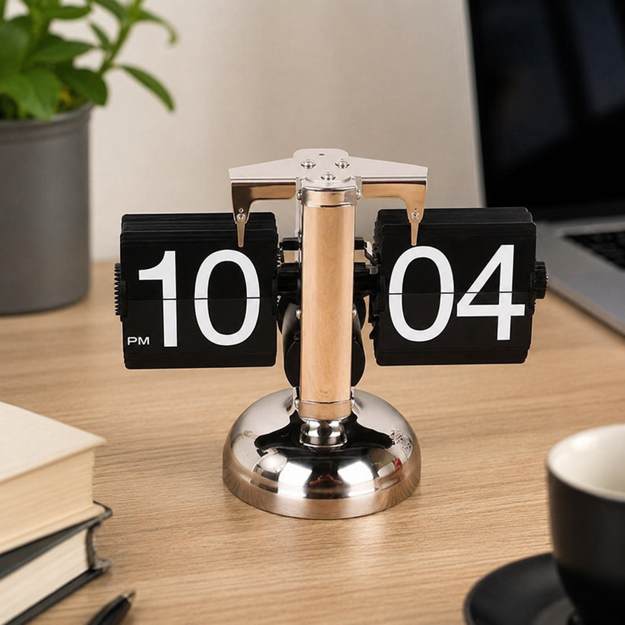 Flip Card Desk Clock, Silent Quartz