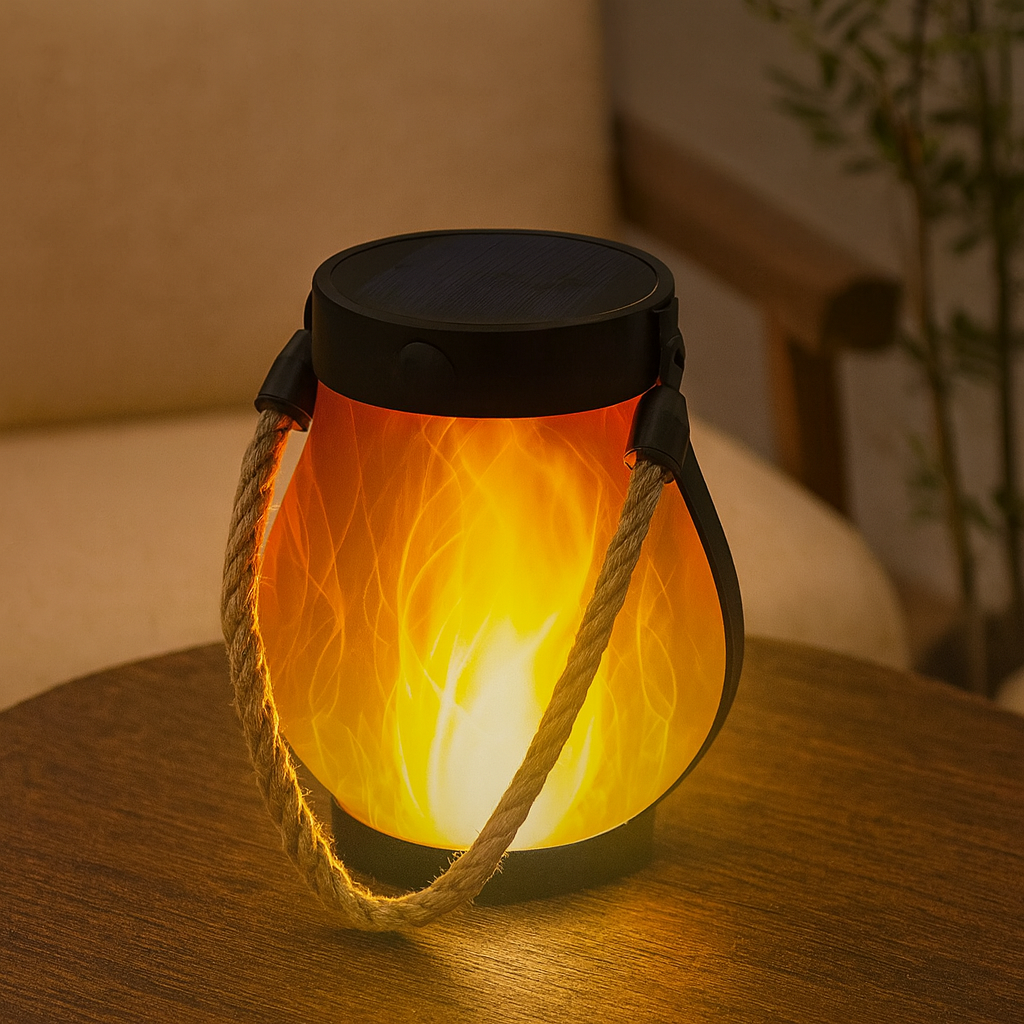 Outdoor Solar Lantern with Flickering Flame