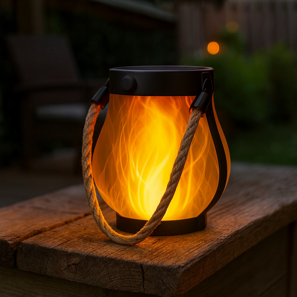 Outdoor Solar Lantern with Flickering Flame