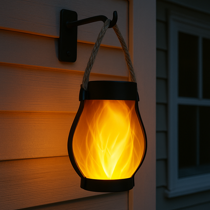 Outdoor Solar Lantern with Flickering Flame