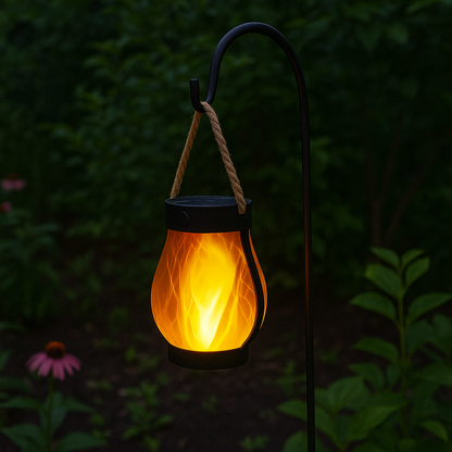 Outdoor Solar Lantern with Flickering Flame